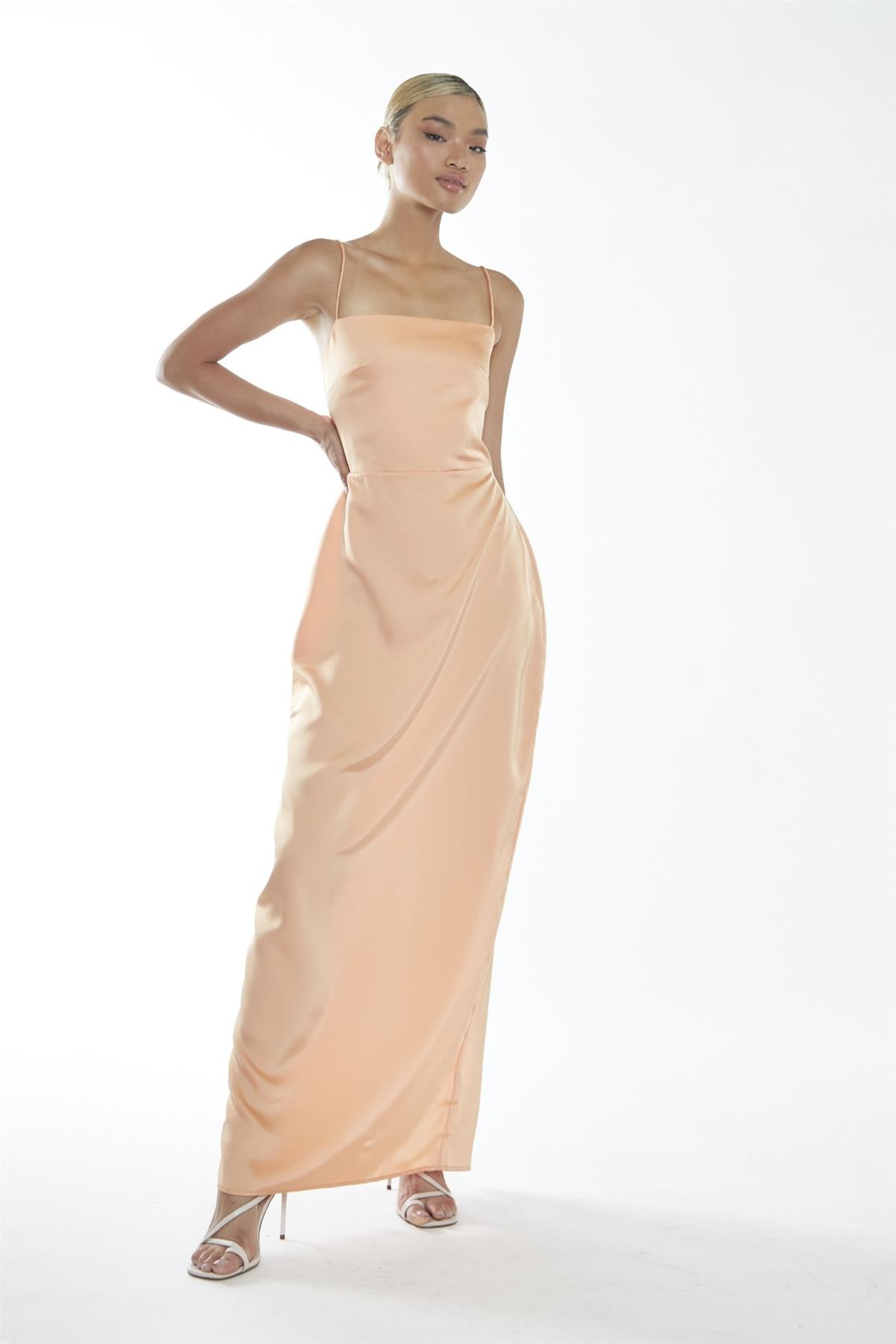 Peach Spaghetti Strap Maxi-Dress