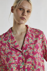 Hot-Pink Multi Ditsy-Floral Crop-Top