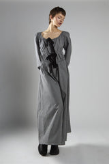 Black Check Velvet Bow Maxi Dress