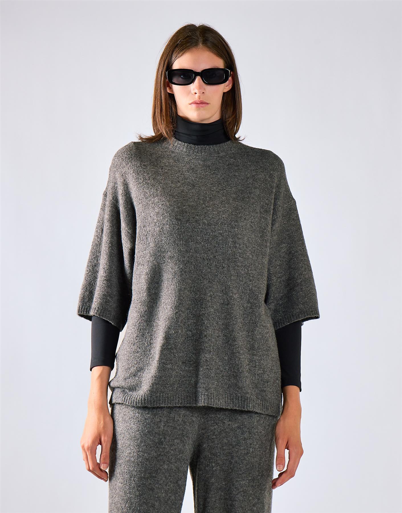 Charcoal Knitted Tee