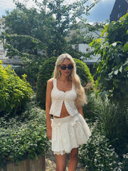 White Broderie Top