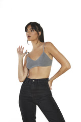 Dark Grey Marl Ribbed-Bralette