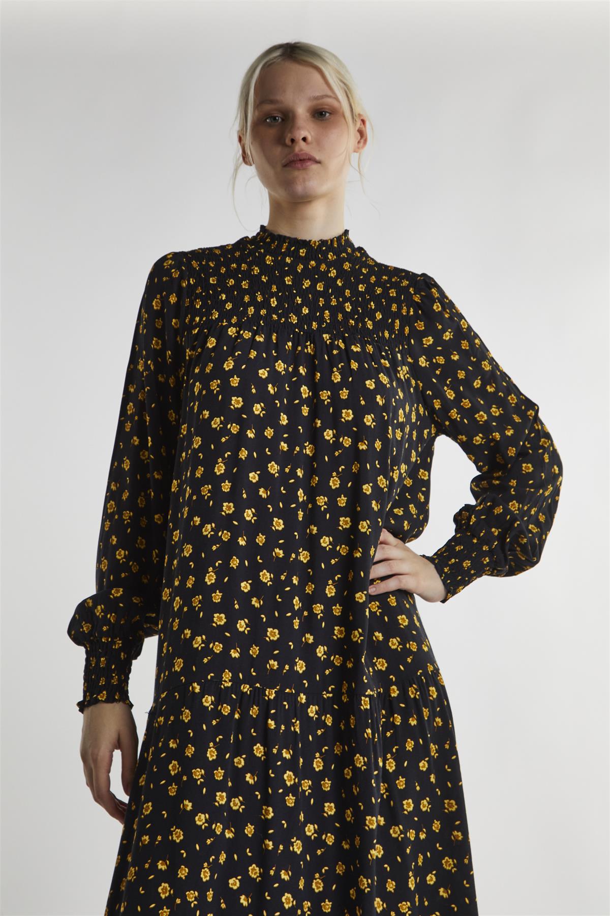 KK0140-BLACK CHARTREUSE DITSY