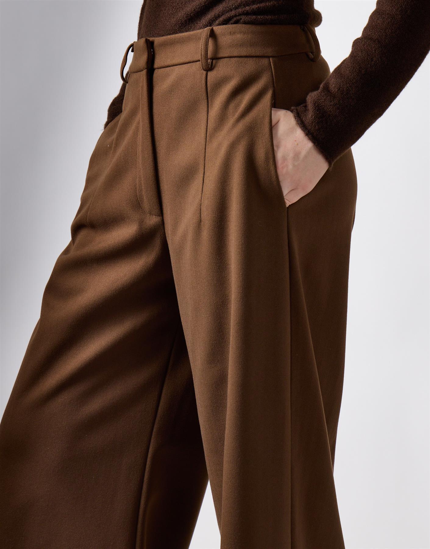 Khaki Brown Wide Leg Suit Trousers
