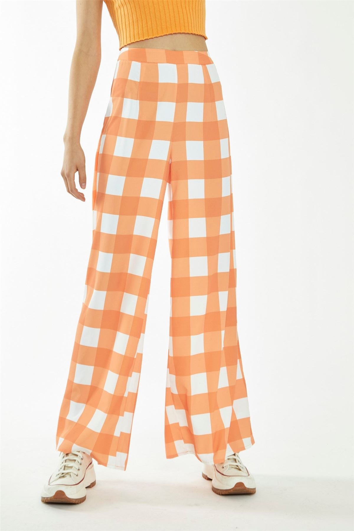 CA0388A-ORANGE WHITE GINGHAM