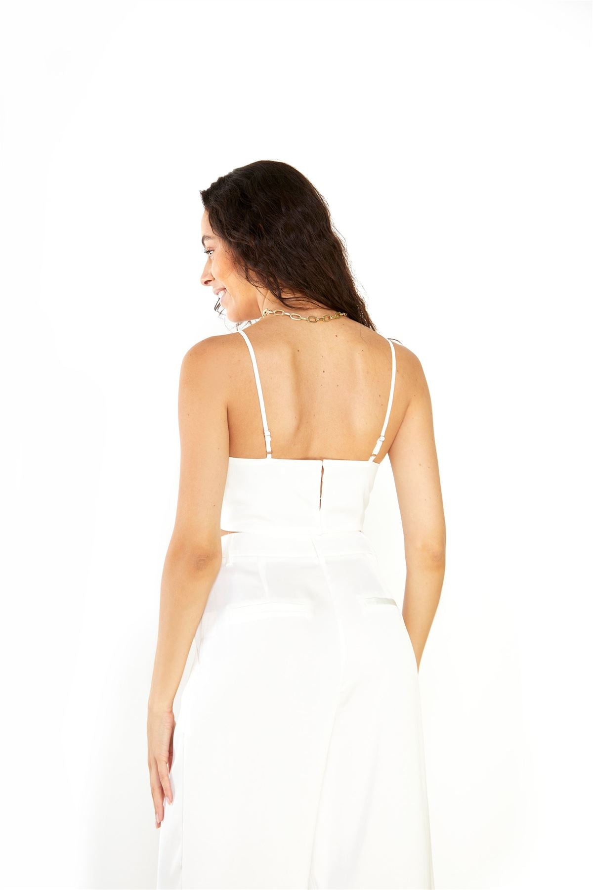 White Satin V-Neck Bralet