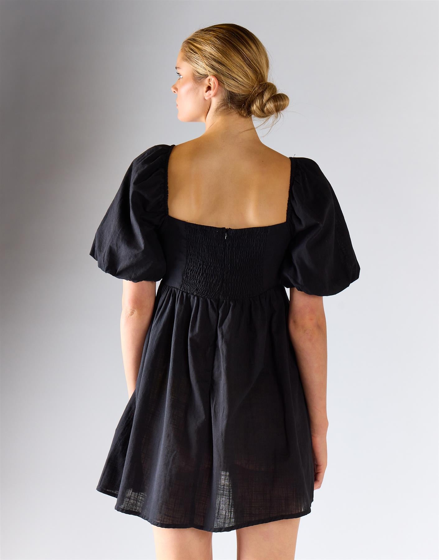 Balloon Sleeve Flowy Mini Dress