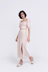 Stone Ditsy Floral Side Split Midi Skirt