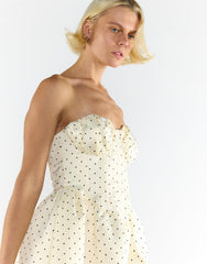 Cream Black Spot Bandeau Mini Dress