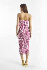 Bright-Pink Marble Cami Midi-Dress