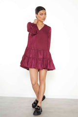 Burgundy Shift Mini Dress