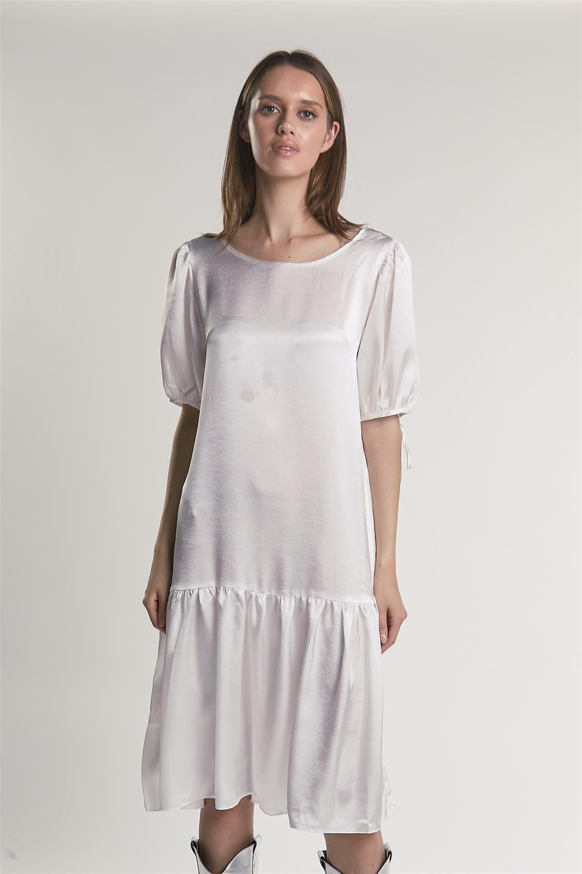 Off-White Drop-Waist Midi-Dress