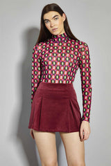 Claret Corduroy Mini Skirt