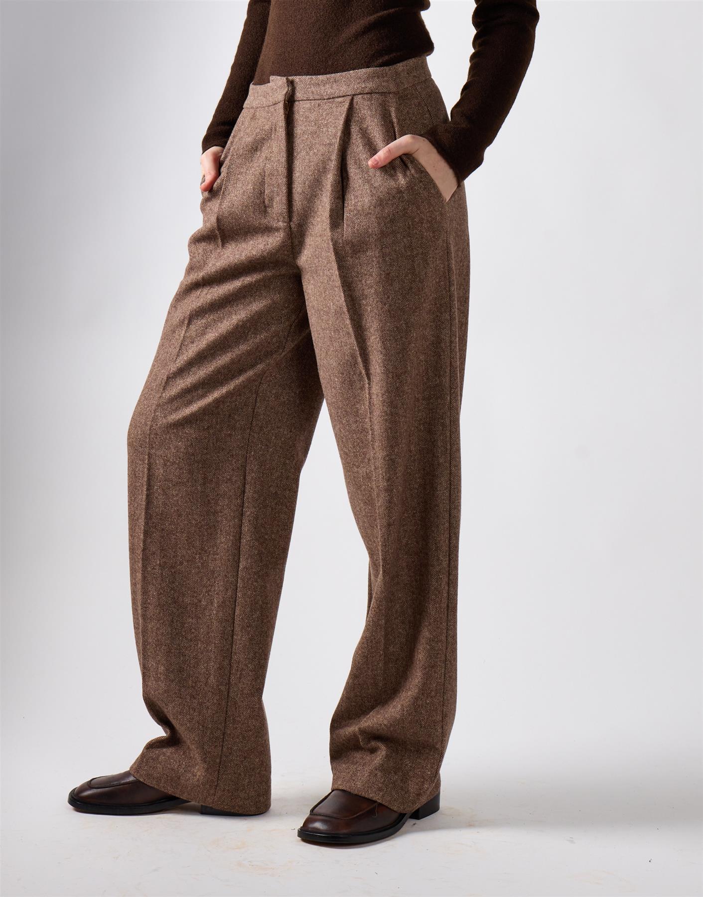 Brown Marl Straight Leg Trousers