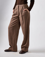 Brown Marl Straight Leg Trousers