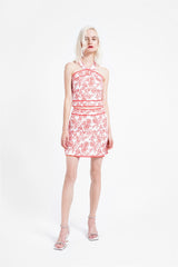 Red Outline Floral Mini-Skirt