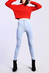 Bleach Blue Skinny Ripped Jeans