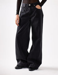 Washed Black Mid Rise Baggy Jeans