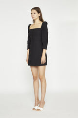 Black Button-Front Mini-Dress