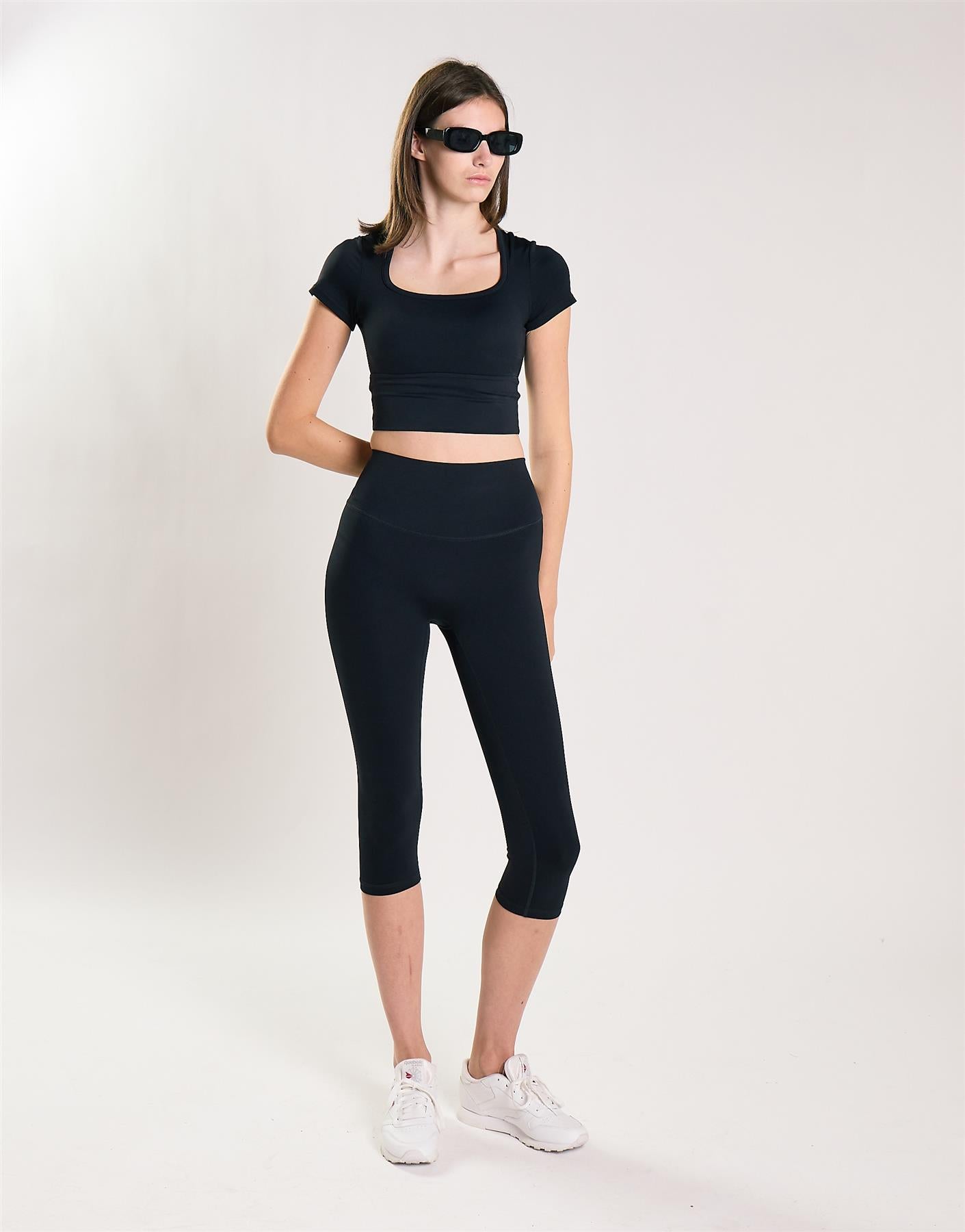 Agon Women's Black Square Neck Crop Top