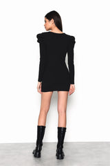 Black V-Neck-Mini-Dresses