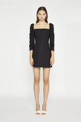 Black Button-Front Mini-Dress