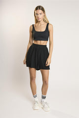 Signature Black-Rib Scoop-Neck Crop-Top.