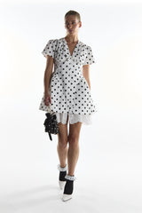 Big White Spot Corset Mini Skater Dress