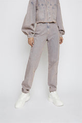 Pink-Tint Straight-Leg High-Waisted Jeans