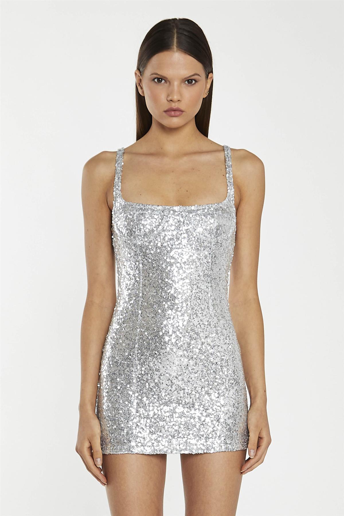 Silver-Sequin Corset Mini-Dress glamorouswholesaleuk Silver-Sequin Corset Mini-Dress glamorouswholesaleuk