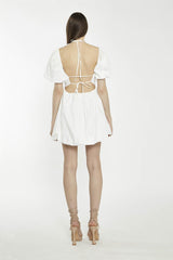 Off-White Open-Back-Skater Mini-Dress