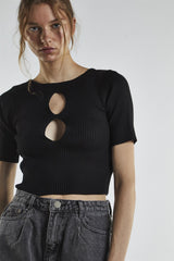 Black Cut-Out Crop-Top