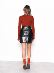 Black Croc PU Mini Skirt