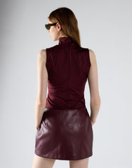 Burgundy Mock Neck Sleeveless Tank Bodysuit