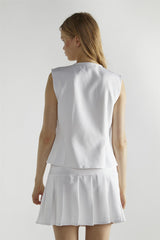 White Pleated Mini-Skirt