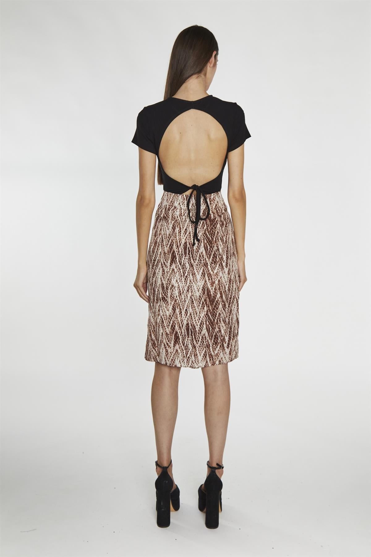 Brown Snake Wrap Skirt