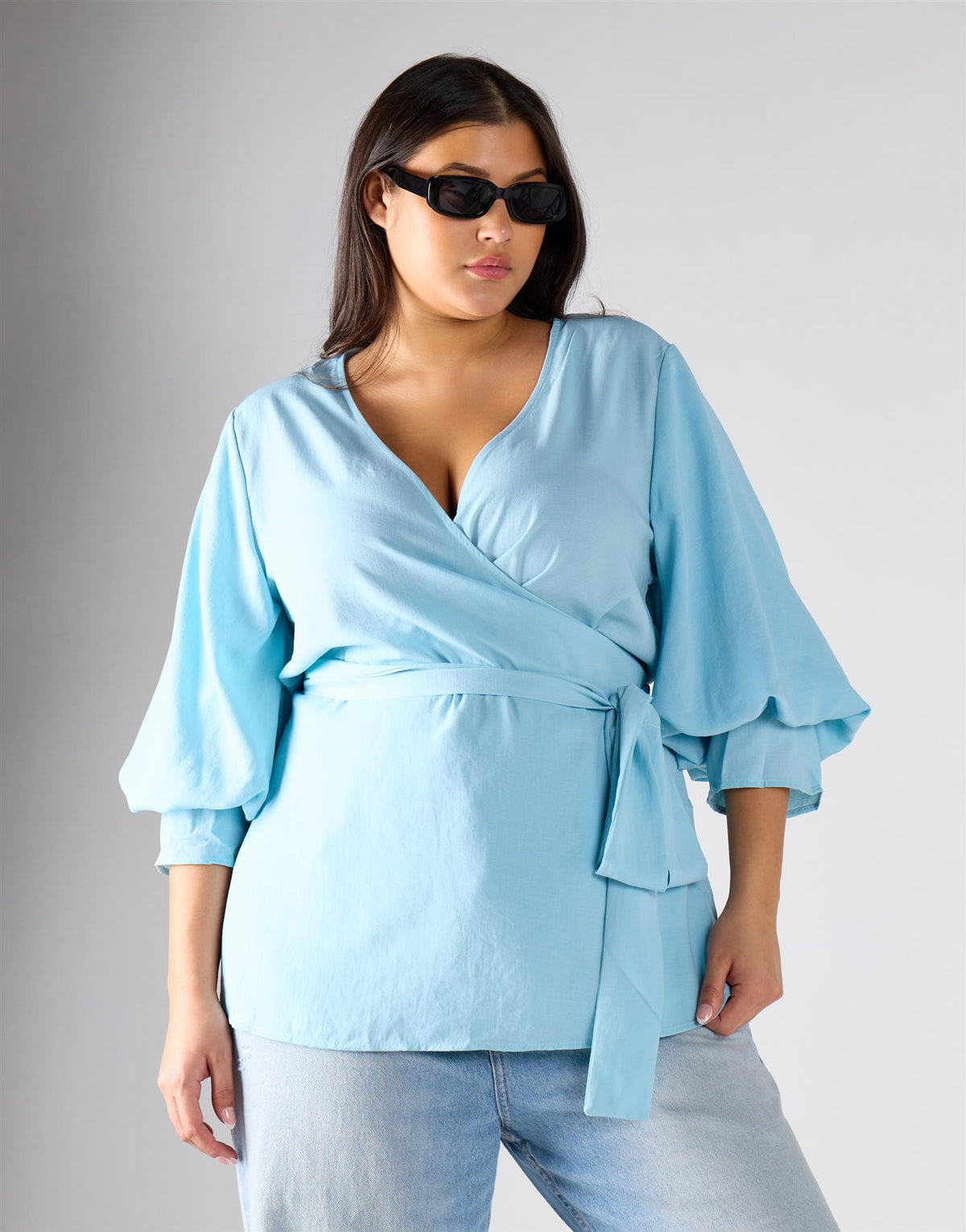 Pastel Blue Wrapped Top