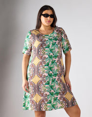 Glamorous Curve Women's Pink Leaf Paisley Dress