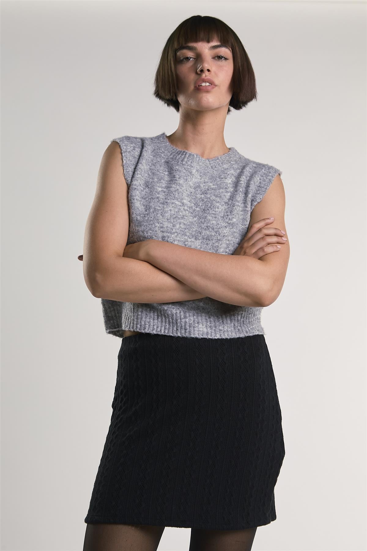 Black Knit Mini-Skirt
