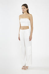 Off-White Strapless Cropped-Top