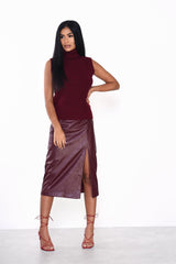 Burgundy Sleeveless Knit-Top