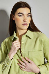 Pistachio Corduroy Button Front Shirt