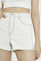 Bleach-Wash High-Waisted-Shorts