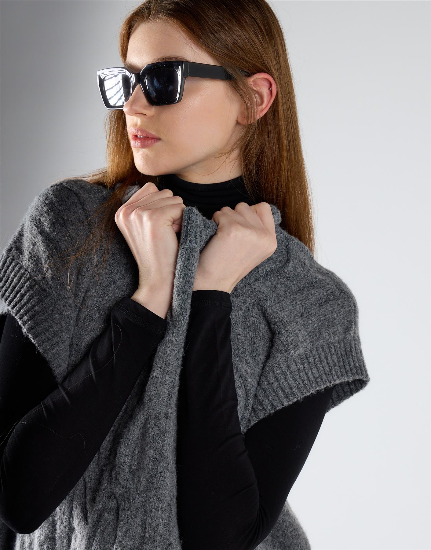 Dark Grey Marl Cable Knit Vest Top