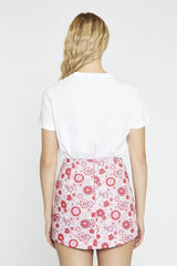 Pink Red Vintage Floral A-Line Mini-Skirt