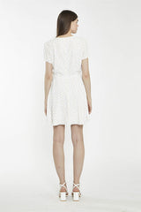 Shift Short Dress - White Amber Ditsy