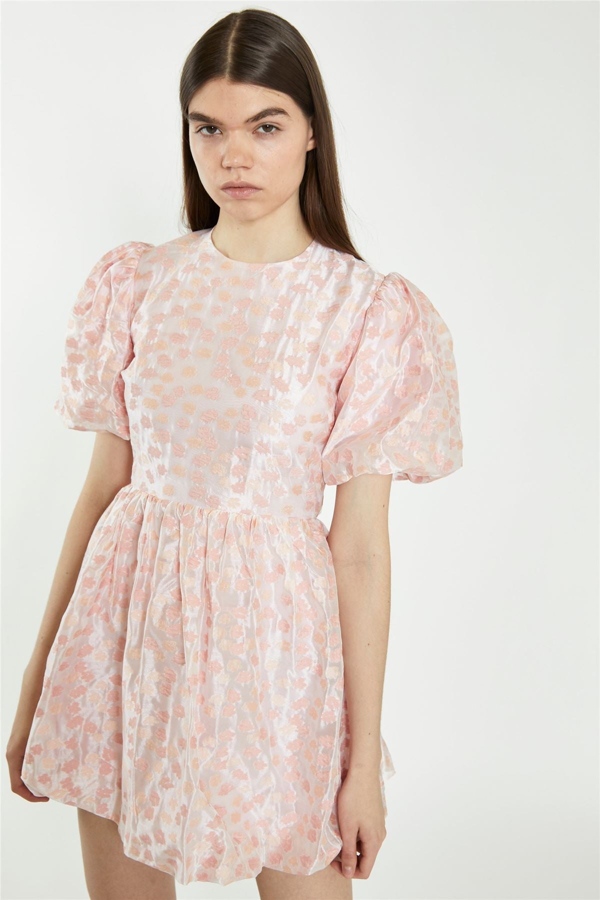Pink Flower Organza Mini Dress