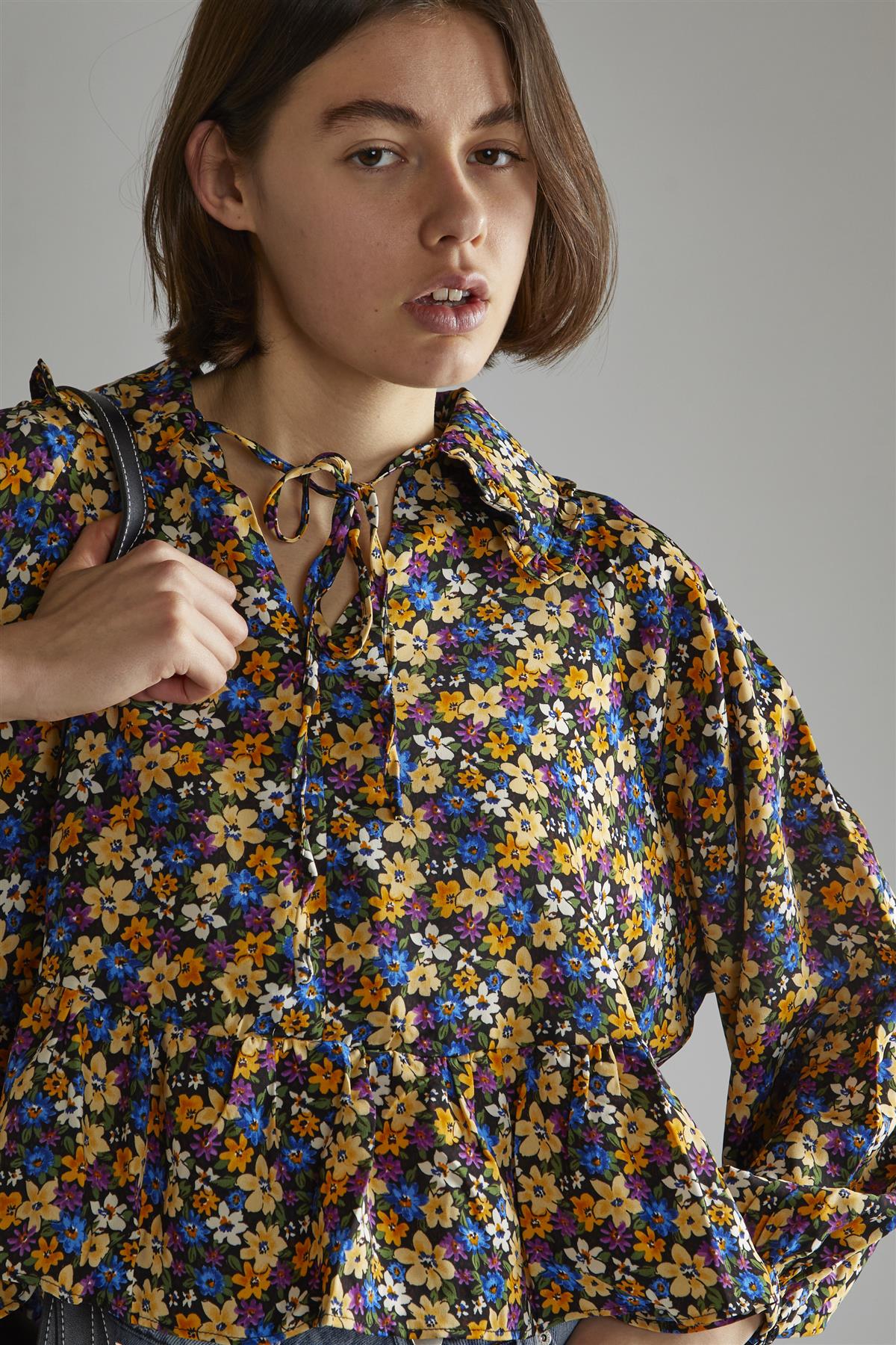 Dark Floral Long Sleeve Top
