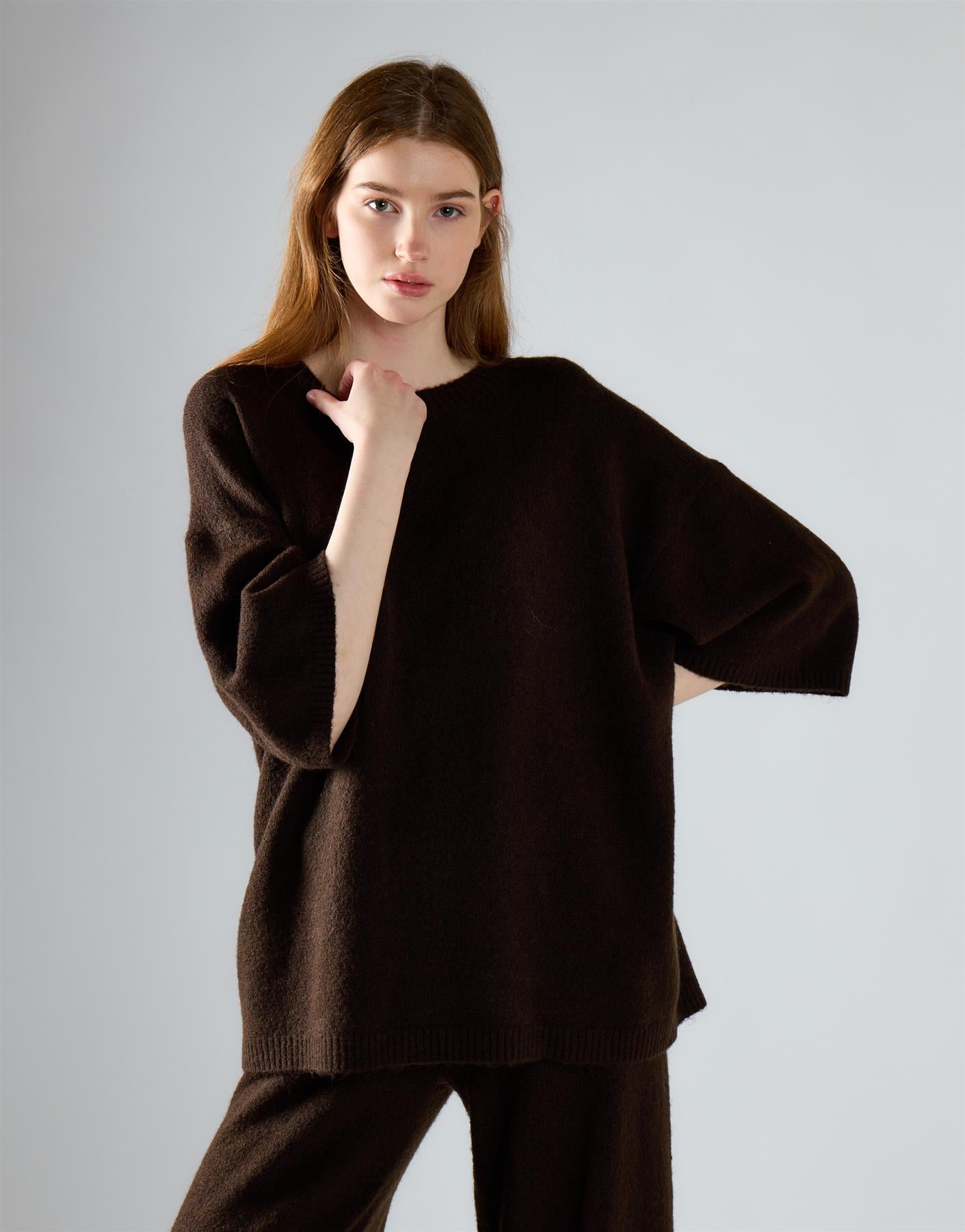 Khaki Brown Knitted Tee