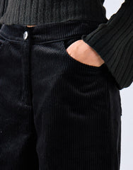 Black Corduroy Wide Leg Trousers